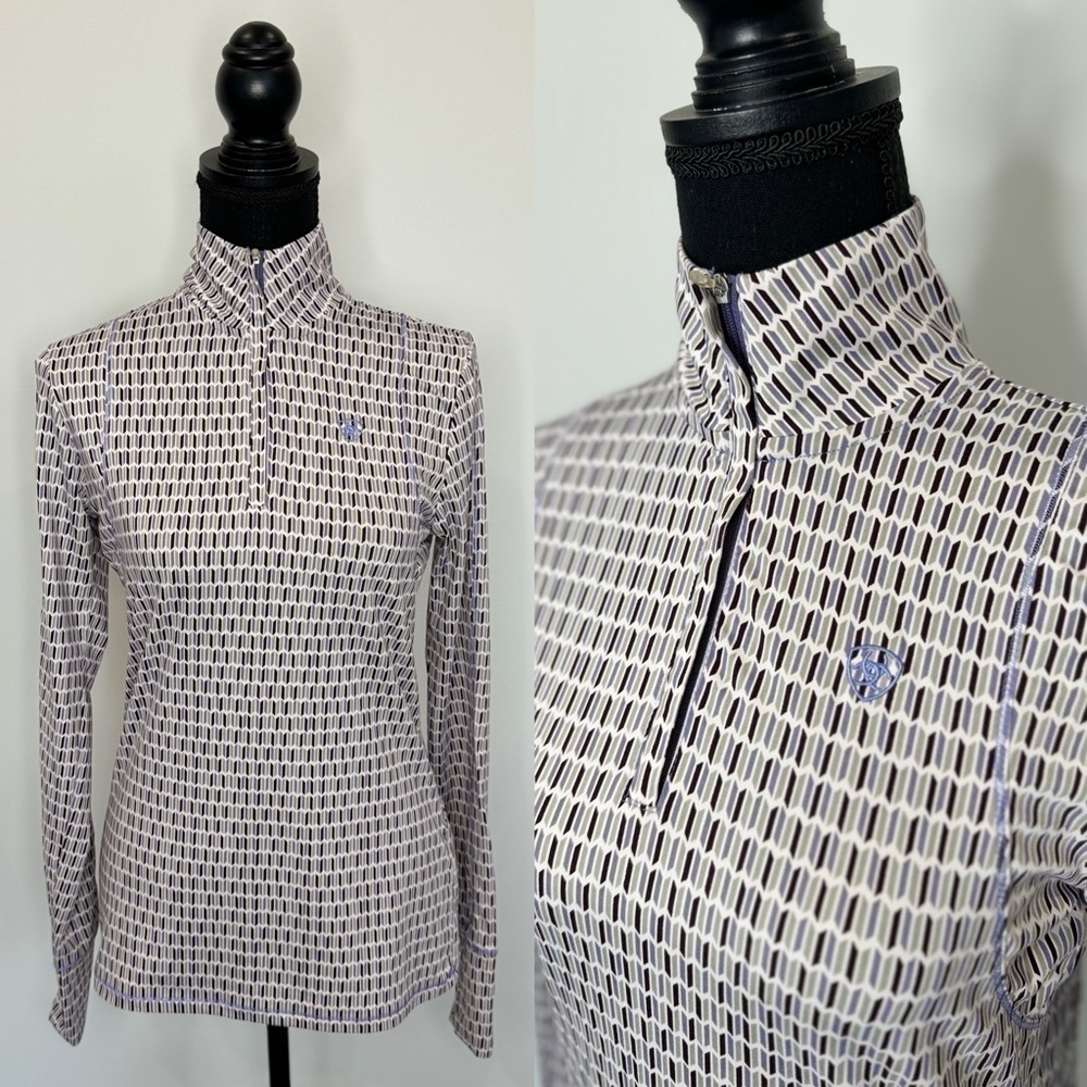 Ariat Lightweight Long Sleeve Purple & White Top (Small)